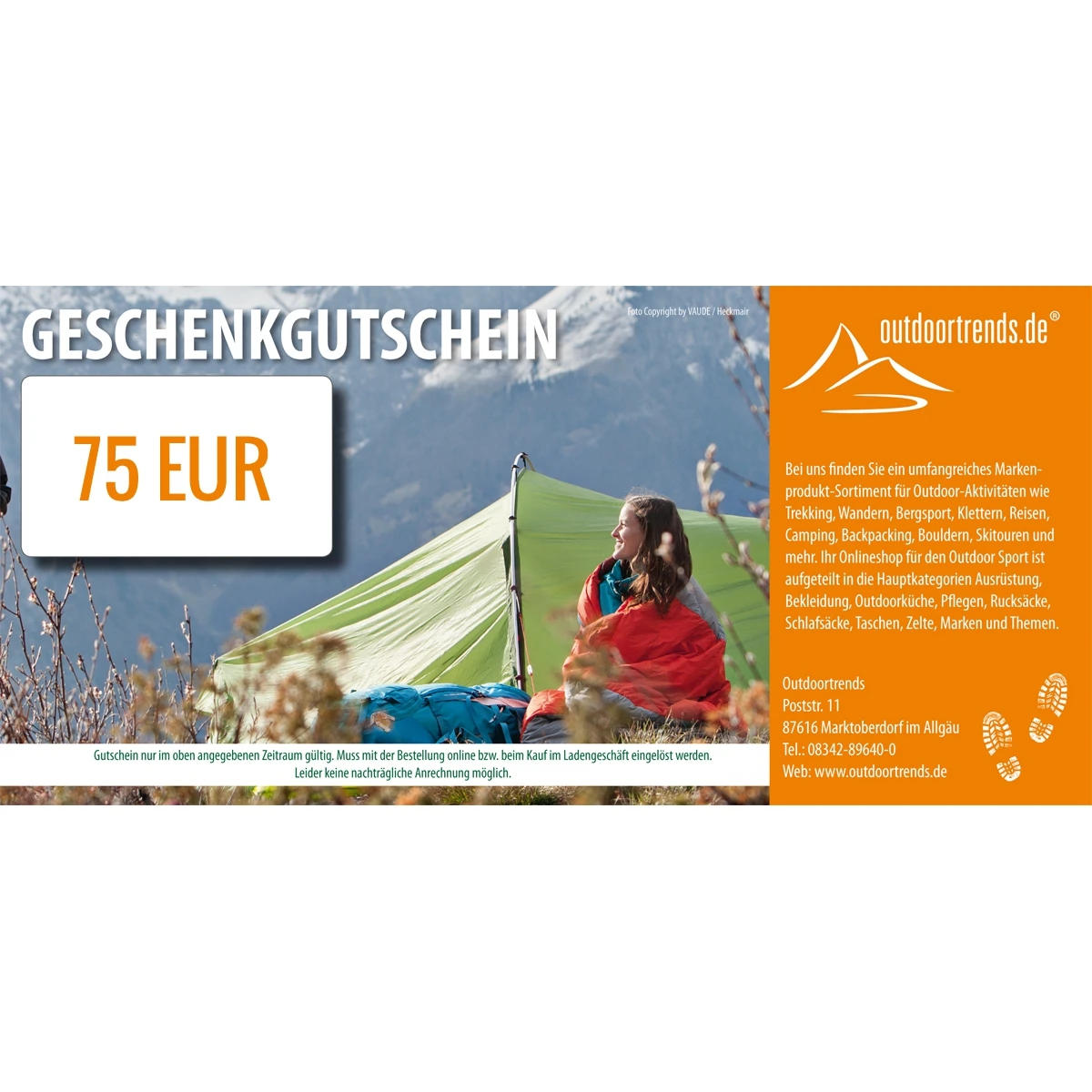 Outdoortrends Geschenkgutschein - 75 EUR 3 Outdoortrends Geschenkgutschein - 75 EUR